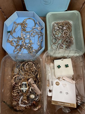 Lot 278 - Group of silver and silver gilt jewellery, Swarovski jewellery, gold plated jewellery etc