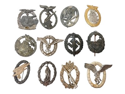 Lot 823 - Collection of tweleve various Nazi German badges to include High Seas Fleet War badge and Blockade runners badge, (12).