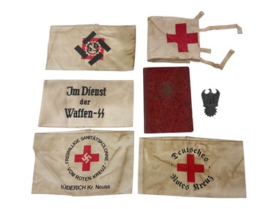 Lot 841 - Nazi German ID badge, armbands and another badge.