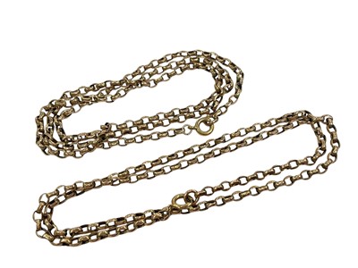 Lot 253 - Two yellow metal belcher link chains