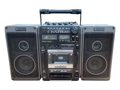 Lot 2730 - Retro Hitachi portable stereo radio cassette recorder, model number TRK-9150W