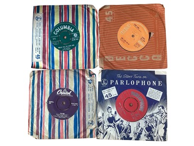 Lot 2740 - Box of singles including signed Rory Blackwell Daddy Don't You Walk So Fast, together with Elvis Presley, Diana Ross, Sammy Davis, Buddy Holly, Johnny Mathis, The Bachelors, Adam Faith, Nat "Kin...