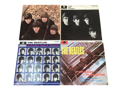 Lot 2738 - Box of LP records including seven Beatle albums, collection of Elvis Presley, Cream, John Lennon, ABBA, Beegees, Michael Jackson and Lindisfarne.