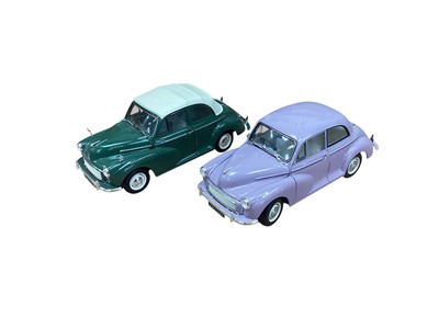 Lot 1970 - Two Minichamps 1:18 scale Morris Minors and others, plus two rural Dioramas and other Diecast vehicles (1 box).