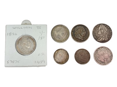 Lot 511 - G.B. - Mixed silver coinage to include shillings George II 1745 VG-AF, George III 1816 (N.B. Unbarred H in Hons - coin with edge nicks) otherwise EF, 1816 (N.B. Obv: Small flaw to neck of bust)...