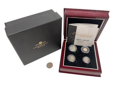 Lot 515 - G.B. - Mixed silver coins to include George V four coin Maundy set 1926 AEF & an Edward II silver hammered London Mint Penny GF (2 items)