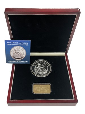 Lot 521 - Tristian da Cunha - L.M.O .999 silver Britannia Ten Pound coin, featuring the flagship H.M.S Ark Royal (N.B. Wt. 155gms, cased with Certificates of Authenticity) (1 coin)