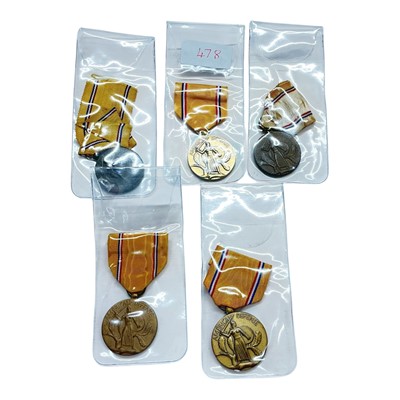 Lot 906 - Group of five United States American Defence Service medals, (5).
