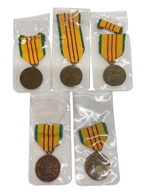 Lot 908 - Group of five United States Vietnam Service medals, (5).