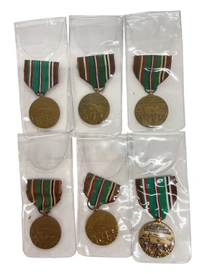 Lot 910 - Group of six Second World War United States European - African - Middle Eastern Campaign medals, (6).
