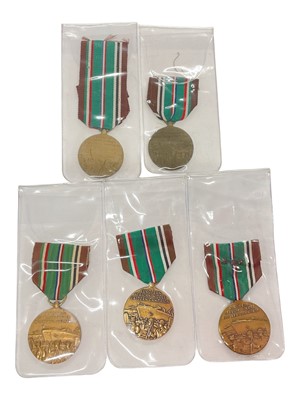 Lot 911 - Group of five Second World War United States European - African - Middle Eastern Campaign medals, (5).