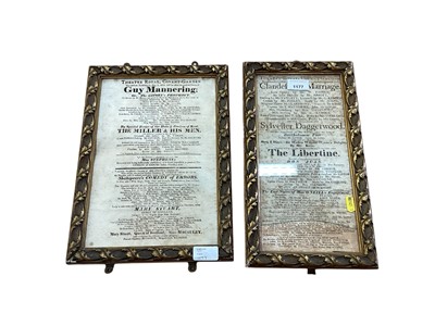 Lot 1177 - Two Georgian framed theatre programmes from the Theatre Royal, Covent Garden.