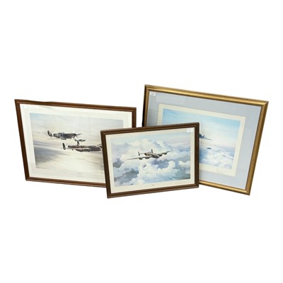 Lot 932 - Robert Taylor- three limited edition Second World War aviation interest prints, signed by the artist and veterans, together with two maps, (5).
