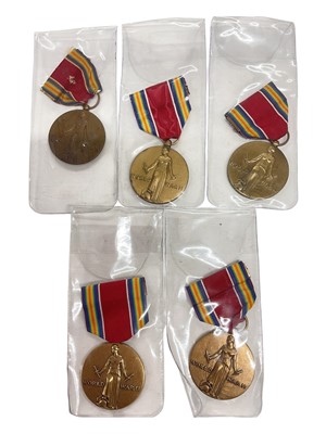 Lot 942 - Group of five United States Second World War Victory medals, (5).