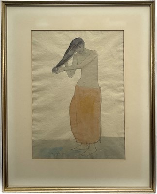 Lot 42 - William S. Taylor, watercolour, Woman Combing her Hair, signed and dated 1954, 47cm x 33cm, in glazed frame.