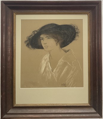 Lot 37 - Lois Ball, pastel portrait of a young woman - Miss Bancroft, signed and dated 1916, exhibition label verso,42cm x 38cm in glazed frame.