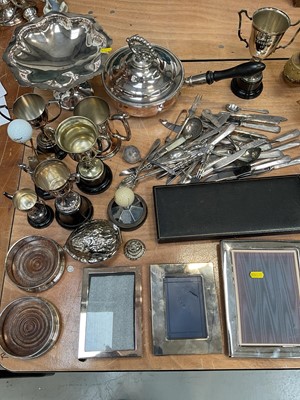 Lot 5031 - Group of silver plate, including trophies, photo frames, bottle coasters, etc