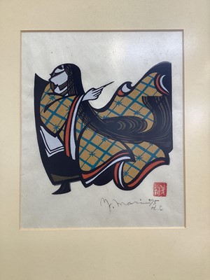 Lot 5134 - Yoshitoshi Mori (Japanese, 1898-1992), woodcut print, signed, 25cm x 20cm