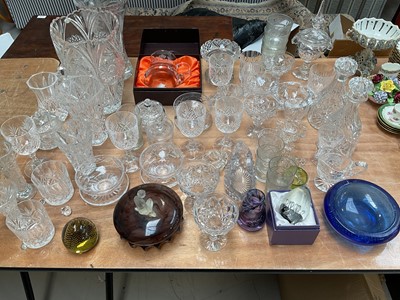 Lot 5042 - 19th century glass sweet meat jar and cover, cut glass decanters and other glassware