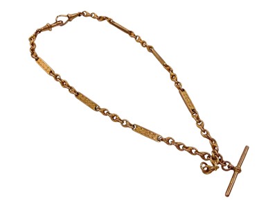 Lot 958 - Victorian 9ct gold fancy link watch chain, 37cm long