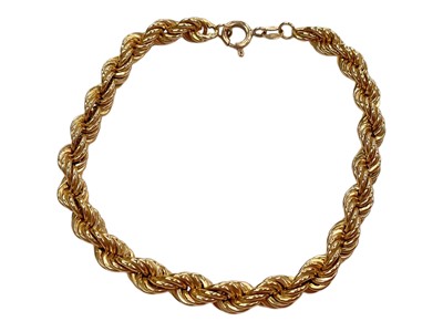 Lot 959 - 9ct gold ropetwist bracelet, 20cm long