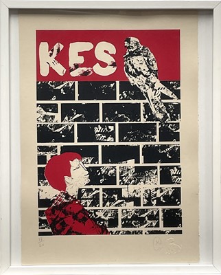 Lot 14 - Joel Millerchip screenprint - Kes, 40cm x 28.5cm, limited addition 18/20, initialled and embossed, in glazed frame.