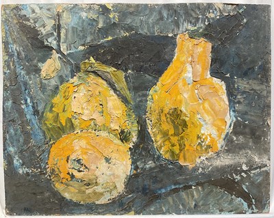 Lot 34 - Rosemary D. Wren (1922-2013) oil on board, Quinces, 40cm x 51cm, unframed.