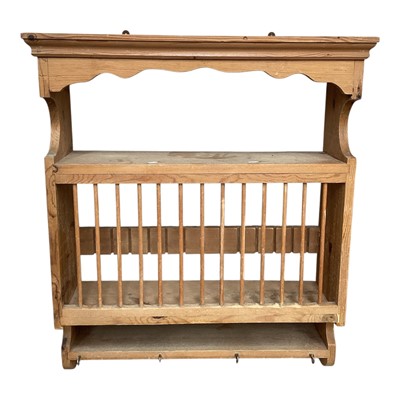 Lot 5308 - Pine hanging unit with plate rack.