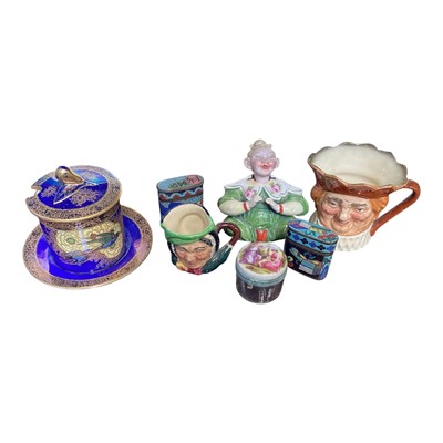 Lot 5142 - Two Chinese cloisonné match / opium boxes, together with a Carlton Ware preserve jar, and other china and glass