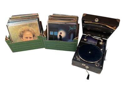 Lot 5096 - Two boxes of LPs, including Blondie, Garfunkel, Genesis, etc, and a Decca 75 record player