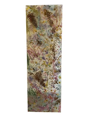Lot 5161 - Large unusual acrylic panel with dried flowers, leaves and grasses, 167cm x 54cm