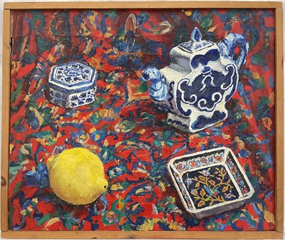 Lot 108 - English school oil on canvas, Still Life with a Lemon, 38cm x 46cm, framed
