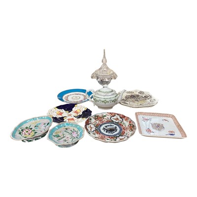 Lot 108 - Sevres dish, various other ceramics and glass sweetmeat dish and cover