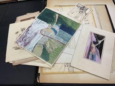 Lot 1169 - Folio of unframed pictures and prints including original work by Wivenhoe artist Roy Cross