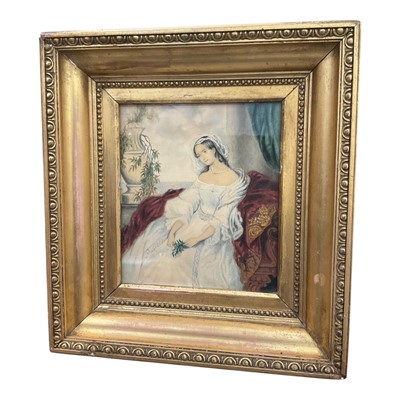 Lot 1100 - Victorian portrait miniature of a seated lady