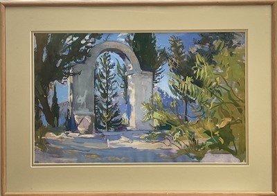 Lot 5 - 20th Century Gouache- Archway, Konculj, Yugoslavia, 33.5cm x 54cm, in glazed frame.