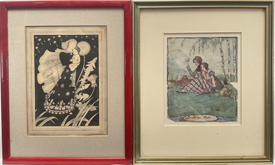 Lot 104 - Emmy Dinkel-Keet (1908-2003) print from Dream Children, 18cm x 12.5cm, signed Keet, in glazed frame. Along with another print- L'amie du Poete, 17cm x 14cm, in glazed frame. (2)