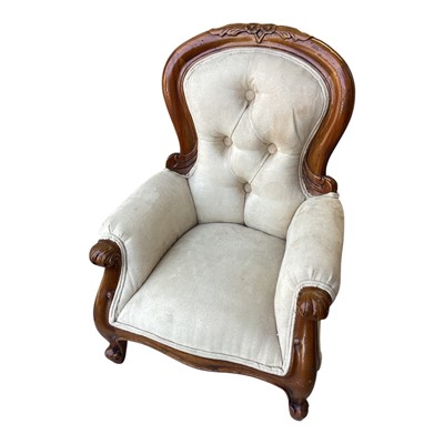 Lot 5319 - Child's armchair with cream velvet upholstery