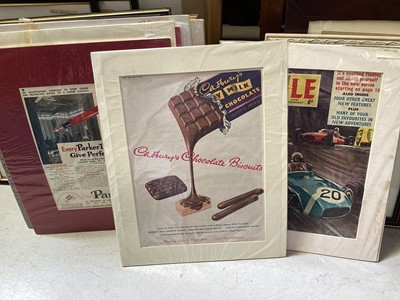 Lot 5165 - Group of pictures, including a still life oil painting, 1938 framed theatre bill, two 1940s watercolours of pin up models, and a group of vintage mounted magazine cut outs and adverts