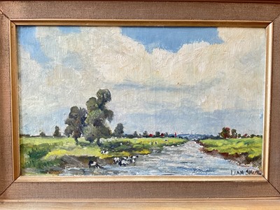Lot 5160 - Local interest: oil on board of the river at Dedham, signed, in gilt frame