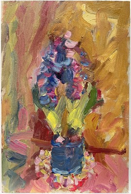 Lot 225 - Annelise Firth (b. 1961) oil on board - Still Life Hyacinth, signed, dated 2025 and titled verso, 30cm x 20cm, unframed