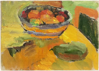 Lot 226 - Annelise Firth (b. 1961) oil on board - Still Life Oranges and Pear, signed, dated 2025 and titled verso, 21cm x 30cm, unframed