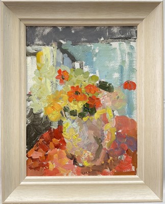 Lot 227 - Annelise Firth (b. 1961) oil on board - Still Life, signed and dated 2023 verso, 39.5cm x 20.5cm, framed