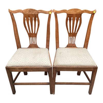 Lot 1341 - Pair of Georgian mahogany dining chairs with pierced splat backs together with another country chair