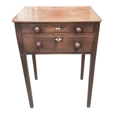 Lot 1325 - 19th century mahogany side table with two drawers and bun handles