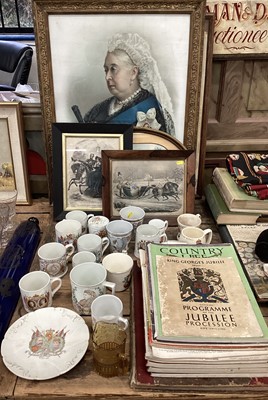 Lot 38 - Collection of Victorian and later Royal commemoratives including portrait of Queen Victoria, mugs and beakers etc