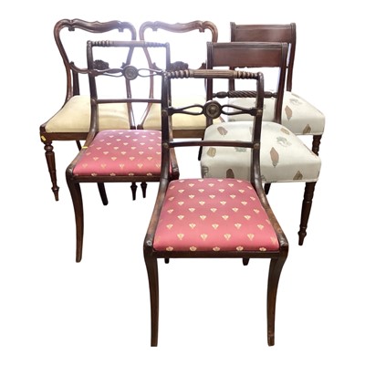 Lot 1369 - Three pairs of 19th century dining chairs