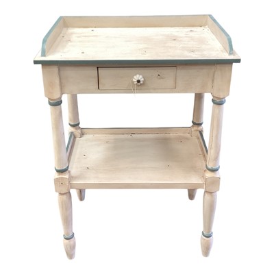 Lot 1372 - Antique painted two tier wash stand/bedside table with single drawer