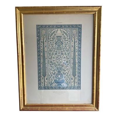 Lot 1168 - Collection of six early 20th century coloured prints of arabesques in glazed frames