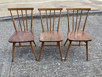 Lot 5358 - Three vintage Ercol elm chairs
